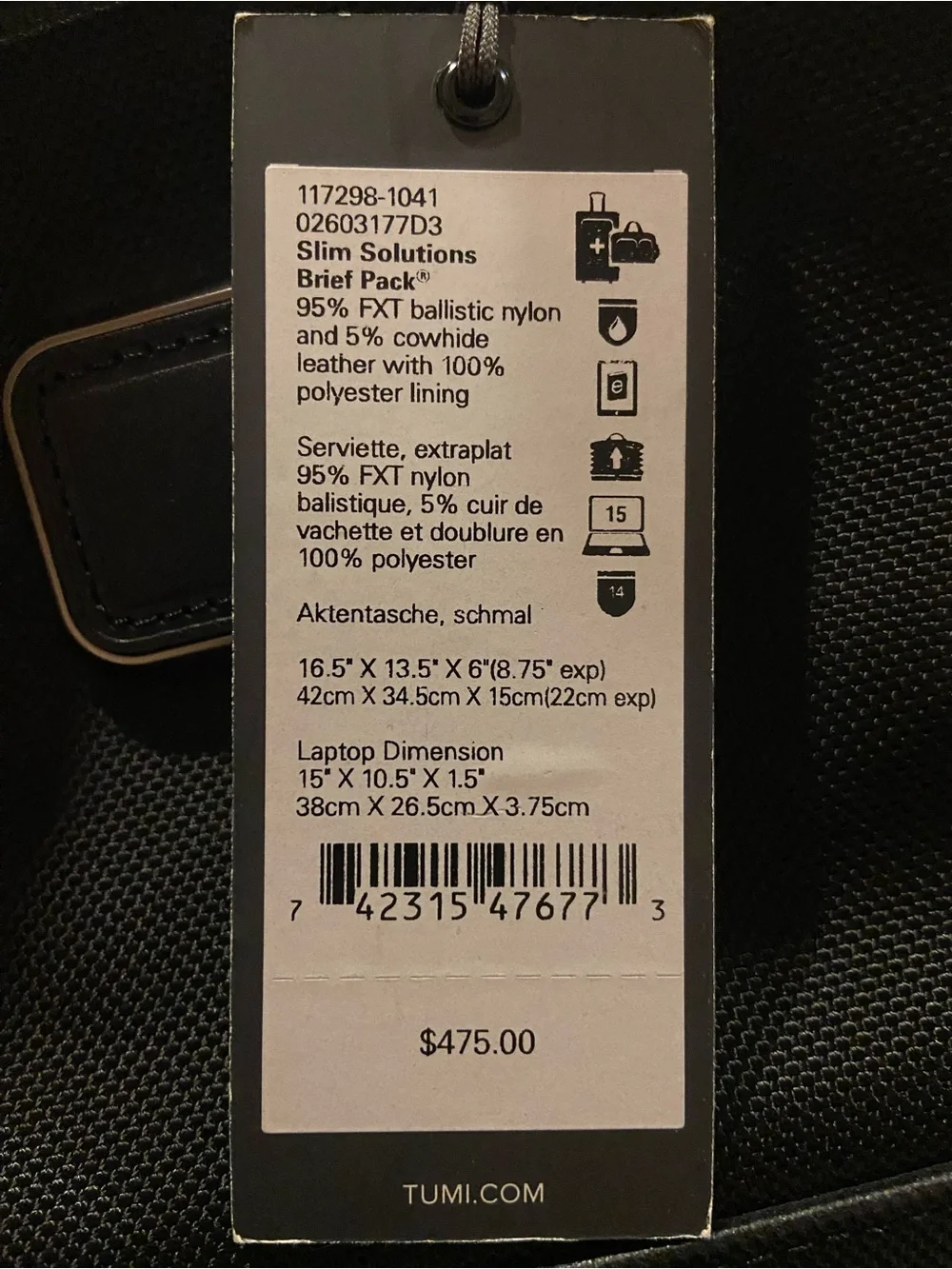 NEW TUMI Alpha 3 Slim Solutions Brief Pack